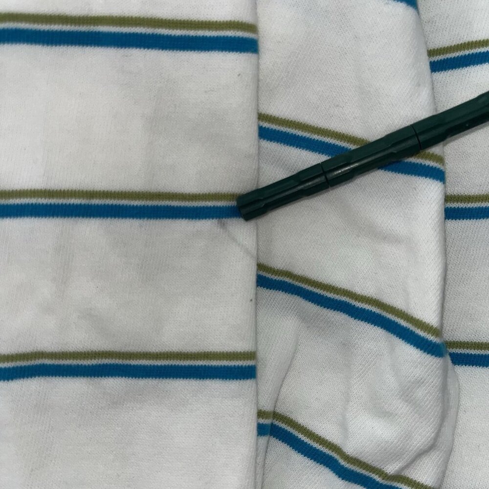 Abercrombie Fitch Polo Shirt Mens Large White Blue Green Pin Stripe Sailboat Tag - Picture 3 of 8